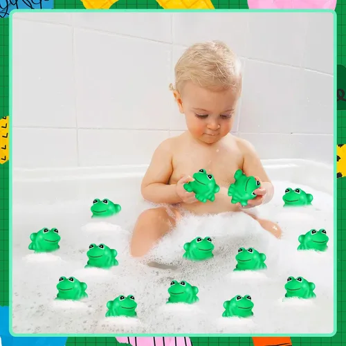Miniatura 3 de 36 ranas de goma para niños, lindas ranas flotantes chirriantes de baño, mini ranas de plástico para decoración de pasteles, aula, premios