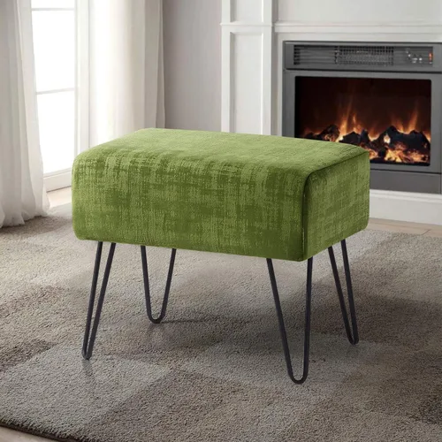 Miniatura 18 de Home Soft Things Otomana otomana de terciopelo texturizado azul, 19 x 13 x 17 pulgadas de alto, color verde ágata, banco otomano de entrada difuso