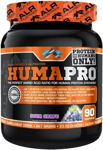 Miniatura 25 de ALR Industries Humapro Matriz de aminoácidos y proteínas para seres humanos 99% de utilización para músculo magro Vegano, sin gluten 334g