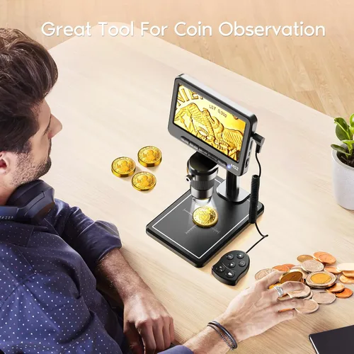 Miniatura 2 de Leipan Microscopio Digital LCD 1080P con Tarjeta SD de 32GB, Microscopio de Monedas con Pantalla IPS de 5 Pulgadas, Vista PC, Captura de Foto/Video