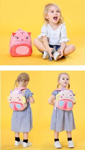 Miniatura 8 de Ladyzone Mochila para niños pequeños, mochila de animales del zoológico, bonita bolsa de felpa de dibujos animados de 10 pulgadas, bolsa de libro