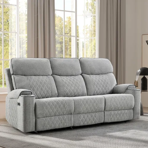 Miniatura 14 de EBELLO Sofá Sillón Reclinable Eléctrico, Sofá Reclinable Eléctrico de Tela de 3 Plazas con Portavasos, Puertos de Carga USB y Tipo C y Espacio