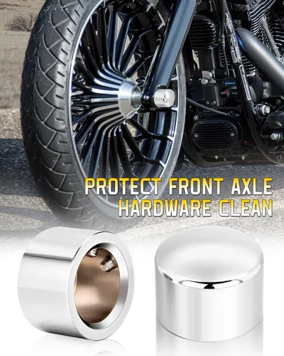 Miniatura 3 de Cubiertas cromadas para tuercas de eje delantero, tapas de eje delantero compatibles con Harley Davidson 2002-2024 VRSC Softail Dyna Super Glide