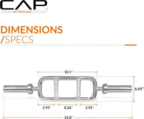 Miniatura 4 de CAP Barbell Barra olímpica para tríceps de 34 pulgadas, cromada (OBIS-34S)