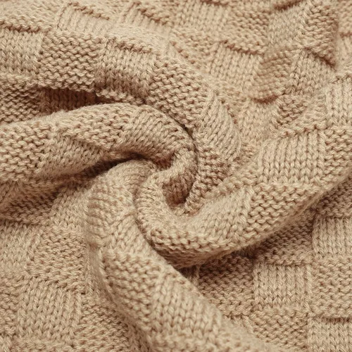Miniatura 7 de LAWKUL Mantas de bebé con cable de punto, manta suave y aireada para recién nacidos, bebé, para envolver, beige neutro, para cuna, cochecito, 40"x30