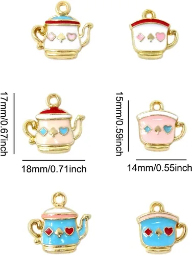 Miniatura 2 de Honbay 30 dijes de metal para taza de té, dije chapado en plata antigua, taza de café, hallazgos de joyería para bricolaje, collar, aretes, pulsera