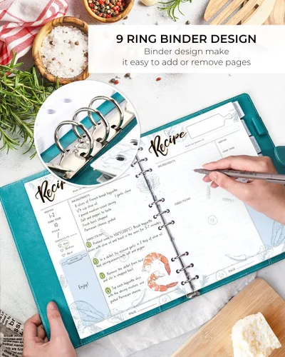Miniatura 3 de molekaus Libro de Recetas, Libro de Recetas en Blanco para Escribir tus Propias Recetas, Cuaderno de Recetas para Cocina Familiar, Tapa Dura Verde