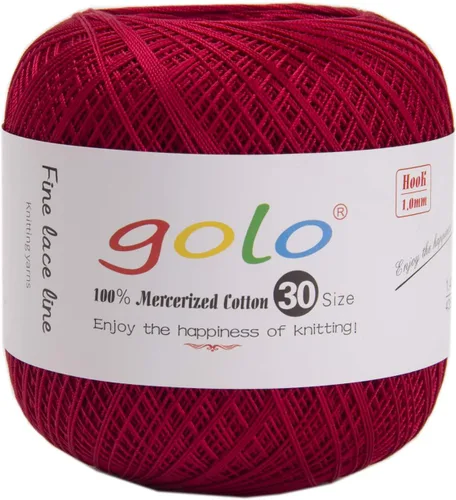 Miniatura 55 de Hilo de ganchillo golo para tejer a mano Tamaño 30, hilo para calados color Hibiscus-166 166-Hibiscu