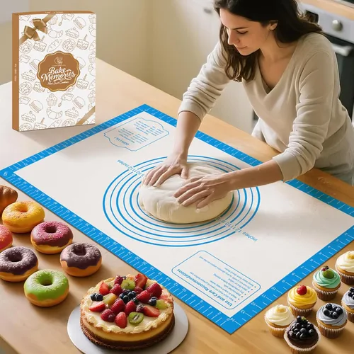 Miniatura 12 de Tapete de Repostería de Silicona Antiadherente, Tapete Grueso de Silicona para Hornear - Tapete de Masa para Enrollar, Tapete de Silicona