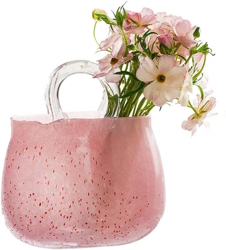 Bolsa de mano, jarrón de cristal, pecera, sala de estar, arreglo floral, cesta de adorno decorativo soplado a mano, florero transparente, jarrones