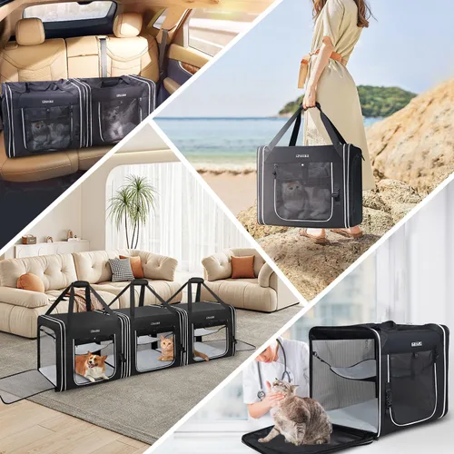 Miniatura 7 de Petskd Transportador de mascotas combinable para gatos grandes o perros medianos, transportador grande de 18 x 17 x 17 pulgadas para viajes