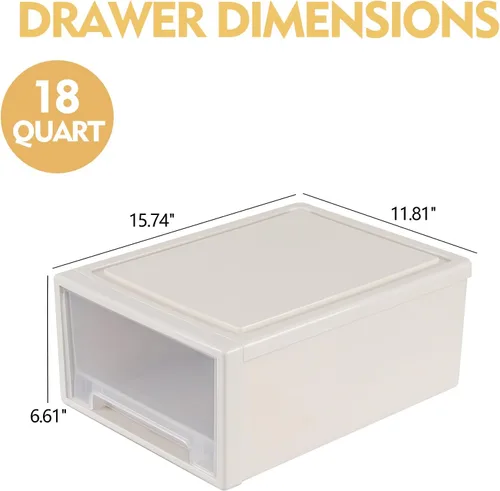 Miniatura 3 de Paquete de 3 cajones de almacenamiento apilables, organizadores de maquillaje de baño de 6.6 pulgadas de alto, cajones de plástico de 18 cuartos