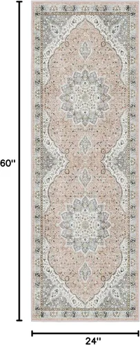 Miniatura 239 de Madane Tapete lavable de 2 x 10 pies para pasillo, cocina, recibidor, clásico, suave, antideslizante para interiores, casa de campo, baño, sala