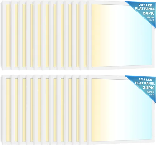 Sunco - Paquete de 24 luces LED de panel plano de 2 x 2 para techo caído, accesorio de iluminación de repuesto comercial Trofer, 4400 LM, 40W, CCT