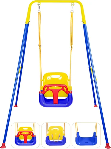 Columpio 3 en 1 para niños pequeños, columpio plegable para interiores y exteriores para bebé, columpios multifuncionales para niños de 6 meses en