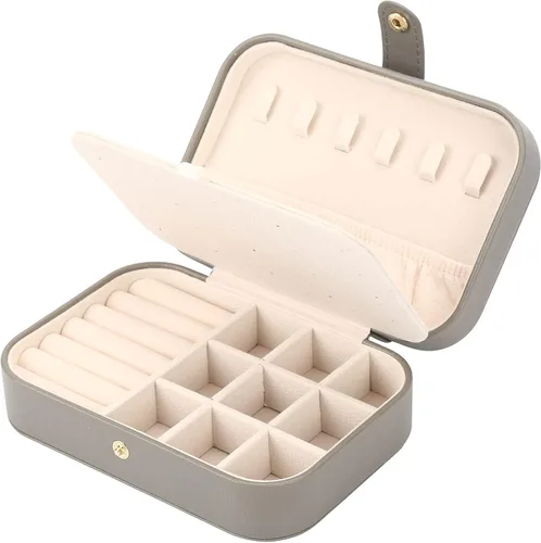 FEISCON Organizador de joyas, pequeño joyero, mini joyero, estuche de viaje, almacenamiento y organizador portátil de joyería, caja de