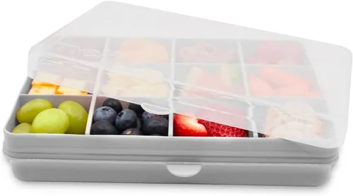 Miniatura 10 de melii Snackle Box Contenedor de aperitivos de 12 compartimentos con separadores extraíbles, almacenamiento de alimentos sin BPA para viajes