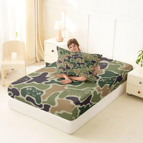 Miniatura 4 de Erosebridal Camouflage Sheets for Boys Girls Game Console Fitted Sheet,3D Gamer Controller Kids Bedding Sets Army Camo Bed Sets Twin 2 Piece
