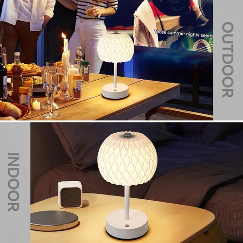 Miniatura 3 de Lámpara de mesa pequeña a pilas, 3 temperaturas de color, recargable, control táctil, lámpara de escritorio regulable, luz nocturna LED inalámbrica