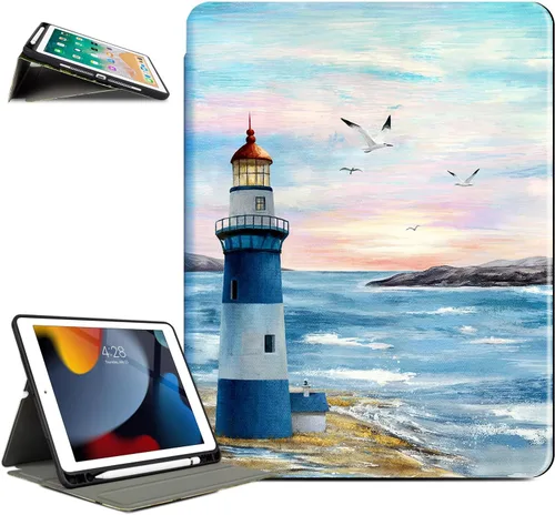 Miniatura 14 de Funda para iPad 9Th / 7Th / 8ª generación, para iPad 10.2, funda protectora a prueba de golpes, visión multiángulo, soporte ajustable, encendido