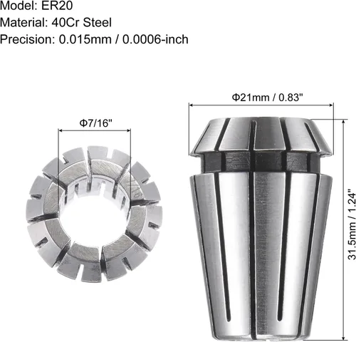 Miniatura 2 de uxcell ER20 Spring Collet, 7/16 "Chuck para máquina de grabado CNC Torno herramienta de fresado