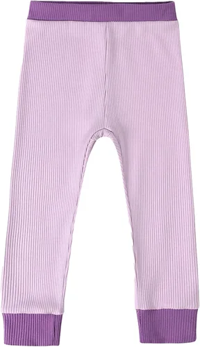 Miniatura 4 de OPAWO Pijama de bambú para niños pequeños, camiseta acanalada y pantalones de 2 piezas para niña, ropa de otoño para bebé, ropa de invierno de 1 a 7
