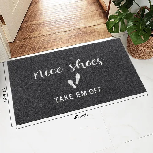 Miniatura 2 de Tapetes de bienvenida de 17 x 30 pulgadas, tapete divertido antideslizante para puerta delantera, divertido bordado para puerta delantera, zapatos