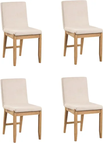 Miniatura 6 de Nathan James Gracie - Silla de comedor moderna, silla de comedor tapizada, lino natural/marrón claro, juego de 4 Lino marrón claro cepillado