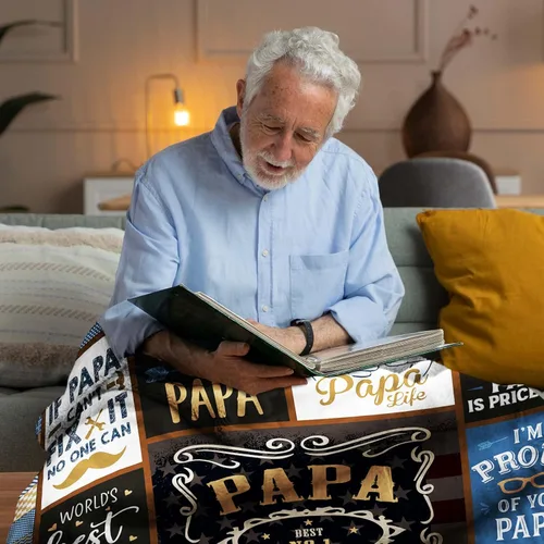 Miniatura 3 de Manta de regalos de Navidad para papá de nietos de 60 x 50 pulgadas, regalos de cumpleaños para papá de parte de nietos, regalos de papá de nieta
