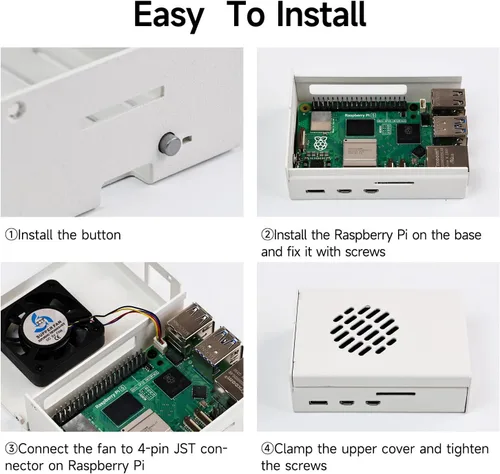 Miniatura 4 de Yahboom Funda para Raspberry Pi 5 Negro Blanco Metal Enfriamiento Funda Protectora con Ventilador de Velocidad Ajustable Anticolisión (blanco)