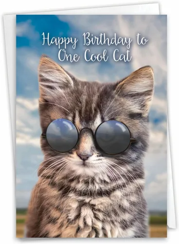 Miniatura 9 de The Best Card Company - Tarjeta de felicitación de cumpleaños de 1 gato con sobre - Papelería de gatito lindo, tarjeta de felicitación de cumpleaños