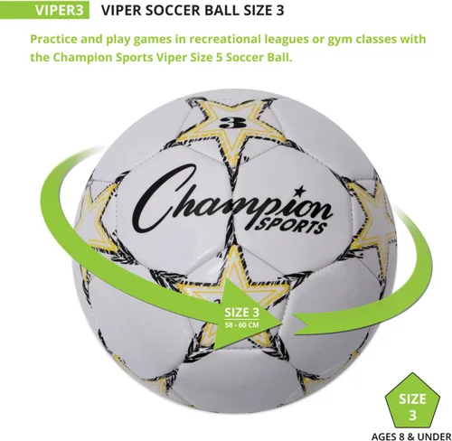 Miniatura 2 de Champion Sports Balón de fútbol Viper - Pelota de entrenamiento de TPU suave al tacto en tamaños 3,4,5 para jugar en interiores y exteriores