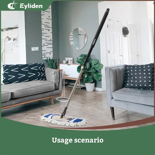 Miniatura 8 de Eyliden Trapeador de Polvo con Almohadillas Lavables Reutilizables - Reemplazo de Un Toque, Mango Ajustable en Altura, Total 2 Paños de Trapeador