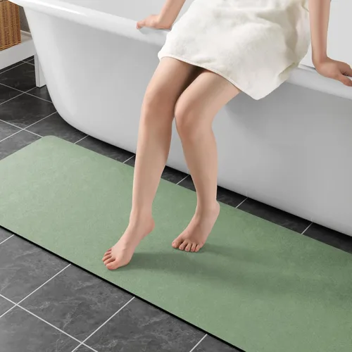 Miniatura 22 de Alfombras de baño de 32 x 17 pulgadas, tapetes de baño de tierra de diatomeas de secado rápido, absorbentes, tapetes de baño de goma antideslizante
