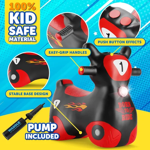 Miniatura 5 de Waddle Bouncy Hopper Patinete Juguete Inflable de Salto, Para Interiores y Exteriores para Niños Pequeños y Niños, Niños y Niñas de 2 Años