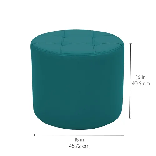 Miniatura 3 de Factory Direct Partners Otomana Decorativa Redonda Capitoné; Muebles Tapizados a Mano de Grado Comercial para Vestíbulo, Oficina, Biblioteca, Aula