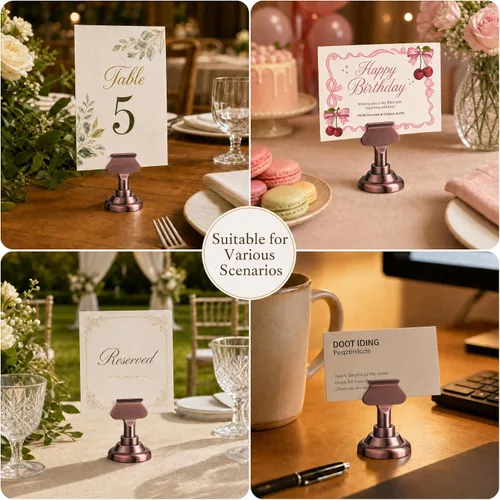 Miniatura 4 de ERYTLLY Paquete de 16 tarjeteros de mesa de 1.7 pulgadas, tarjeteros de acero para bodas, cumpleaños, fotos, notas de notas, restaurantes