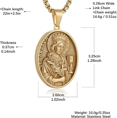 Miniatura 6 de HZMAN Collar de acero inoxidable de San José/María/Jesús para hombres y mujeres, medalla cristiana, amuleto, colgante, joyería de regalo