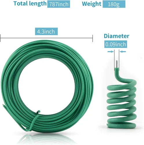 Miniatura 2 de YDSL Alambre Suave para Plantas de 66 Pies, Ataduras de Jardín Verdes con Giro para Plantas, Organización de Oficina y Hogar (Diámetro - 2.5MM)