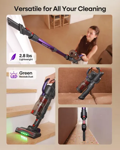 Miniatura 9 de AlloyMove Aspiradora inalámbrica de 45 KPA, hasta 60 minutos de tiempo de funcionamiento, aspiradora de succión ligera y potente para el hogar, 3