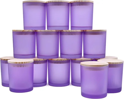 Miniatura 15 de SHOWIN Frascos de vela gruesos de 10 onzas para hacer velas 15 piezas, frascos vacíos con tapas de madera para hacer velas, contenedor de muestra