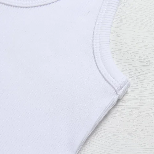 Miniatura 3 de Artfish Camiseta sin mangas con cuello redondo para mujer, de punto acanalado, ajustada, casual