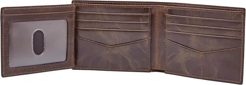 Miniatura 3 de Fossil Derrick - Cartera plegable de piel con bloqueo RFID y ventana de identificación abatible para hombre