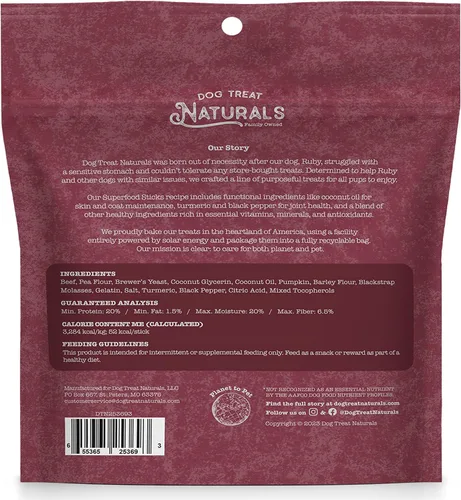 Miniatura 8 de Dog Treat Naturals Palitos de superalimento, carne de res y calabaza, bolsa de 10 onzas, palitos masticables para perros, totalmente naturales