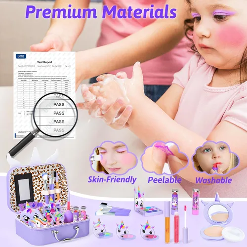 Miniatura 6 de Kit de maquillaje para niñas pequeñas, maquillaje de simulación para niños, juego de maquillaje de princesa, juguete para niños, juego de cosméticos