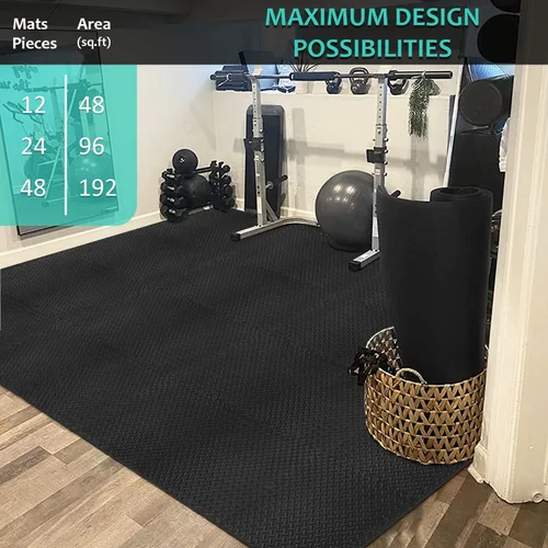Miniatura 5 de BEAUTYOVO Tapete de ejercicio tipo rompecabezas con 12/24/48 baldosas de espuma entrelazadas para gimnasio, baldosas de espuma EVA de 24'' x 24