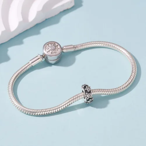 Miniatura 44 de 925 plata esterlina espaciador encanto grano con CZ transparente para pulseras Pandora Charms