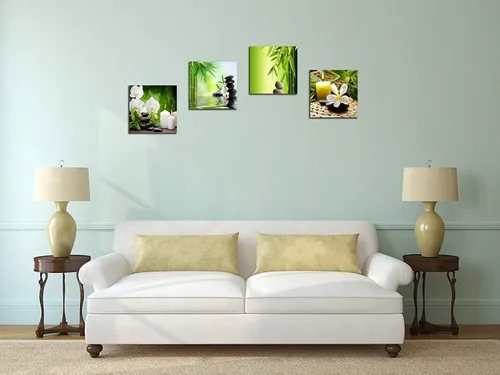 Miniatura 4 de NAN Wind Moderno lienzo Zen Giclée de 4 paneles, arte de pared de spa, tratamiento de masaje en lienzo, arte de pared para decoración de oficina