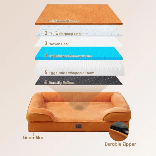 Miniatura 171 de EHEYCIGA – Cama ortopédica impermeable para perros pequeños, de espuma viscoelástica tipo caja de huevos, con bordes elevados y base antideslizante