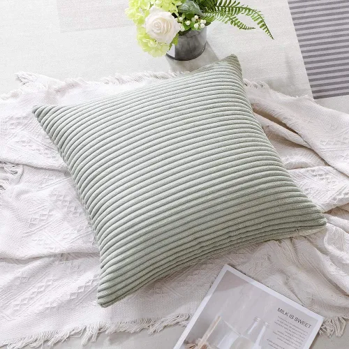 Miniatura 14 de Artscope Fundas de Almohada de Pana a Rayas Acogedoras Súper Suaves Decorativas Cuadradas Fundas de Cojín para Sofá Sillón Dormitorio Decoración